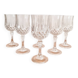 6 large stemmed glasses, Arques crystal, Longchamp model