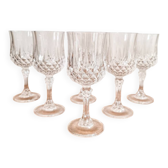 6 large stemmed glasses, Arques crystal, Longchamp model
