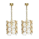 Pair of small golden brass pendants, Sciolari design for Palwa, Germany, 1970s.