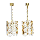 Pair of small golden brass pendants, Sciolari design for Palwa, Germany, 1970s.
