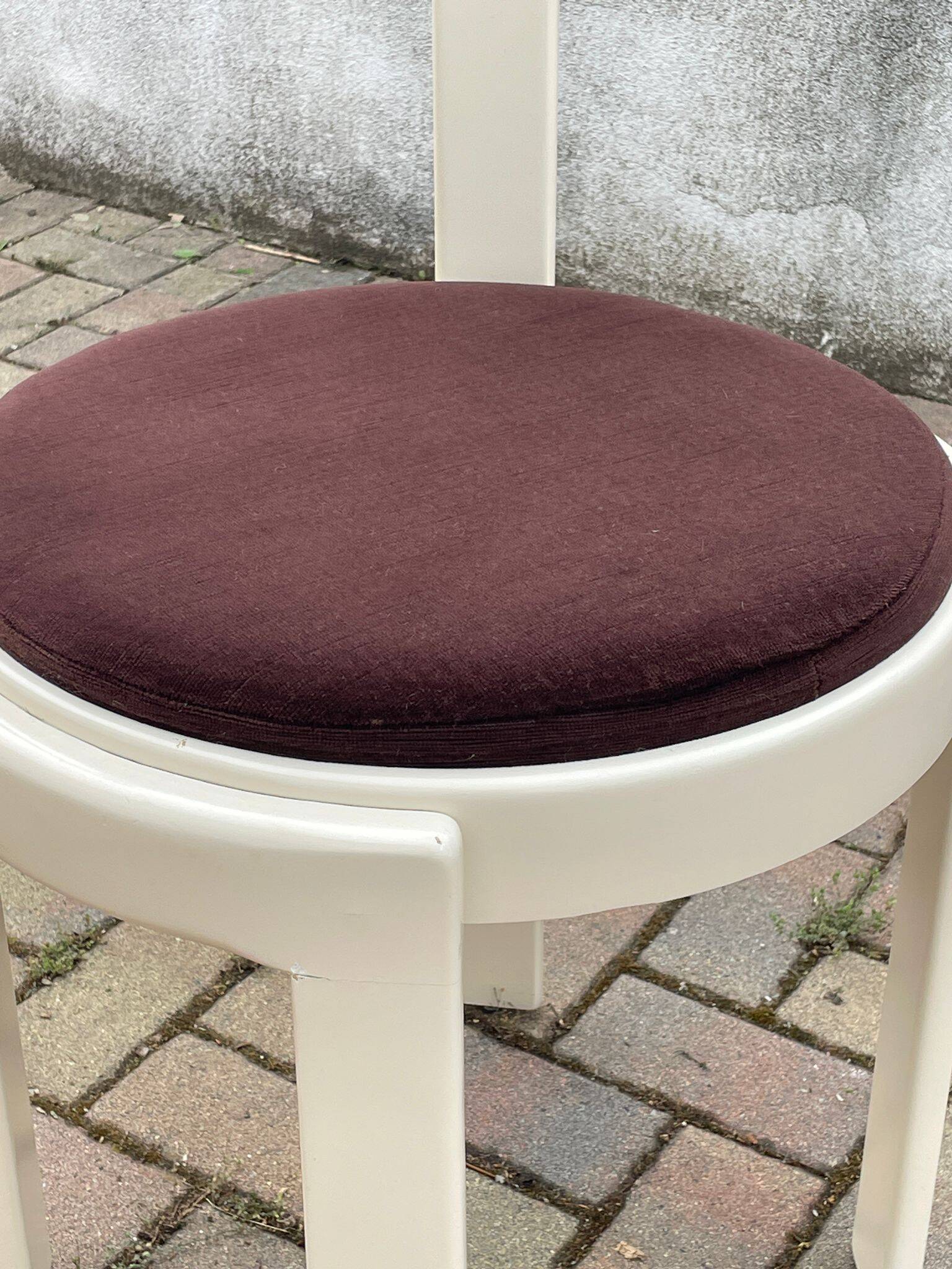 Lacquered wooden chairs with fabric, 1970s, set of 4