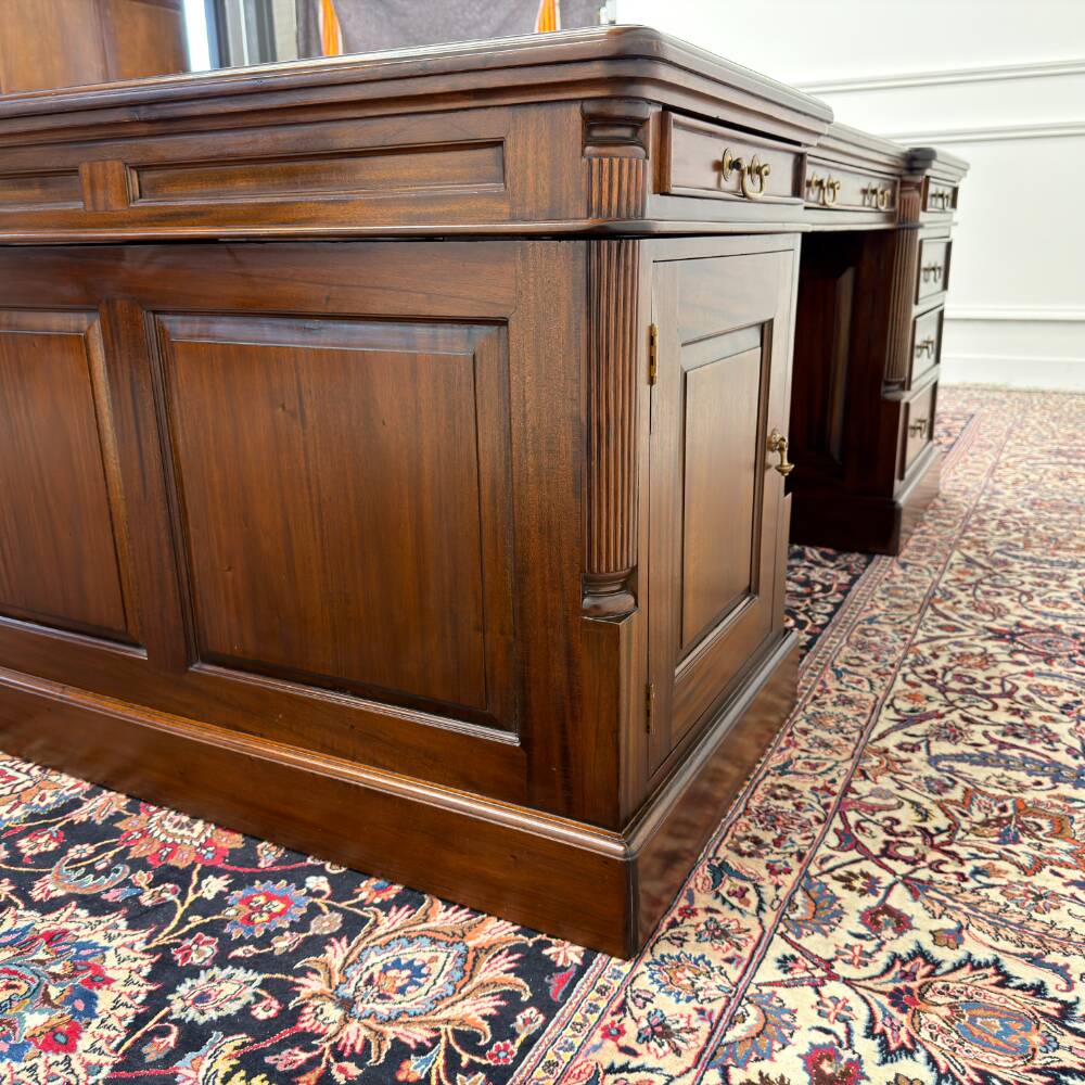 Large classic English Chesterfield partner desk