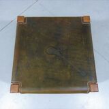 Wooden stool with saddle leather seat, 1970-80’s