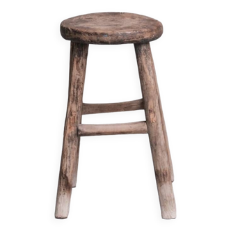 Tabouret ou table d'appoint en bois français primitif du milieu du siècle