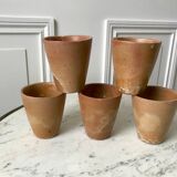 Set of 5 glasses / coffee cups in stoneware handmade 70s