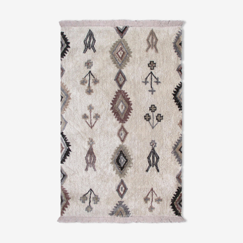 Berber carpet 120x180 cm white colorful patterns