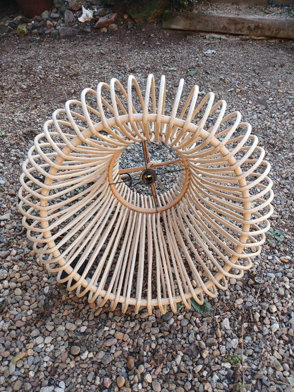 Natural rattan pendant light