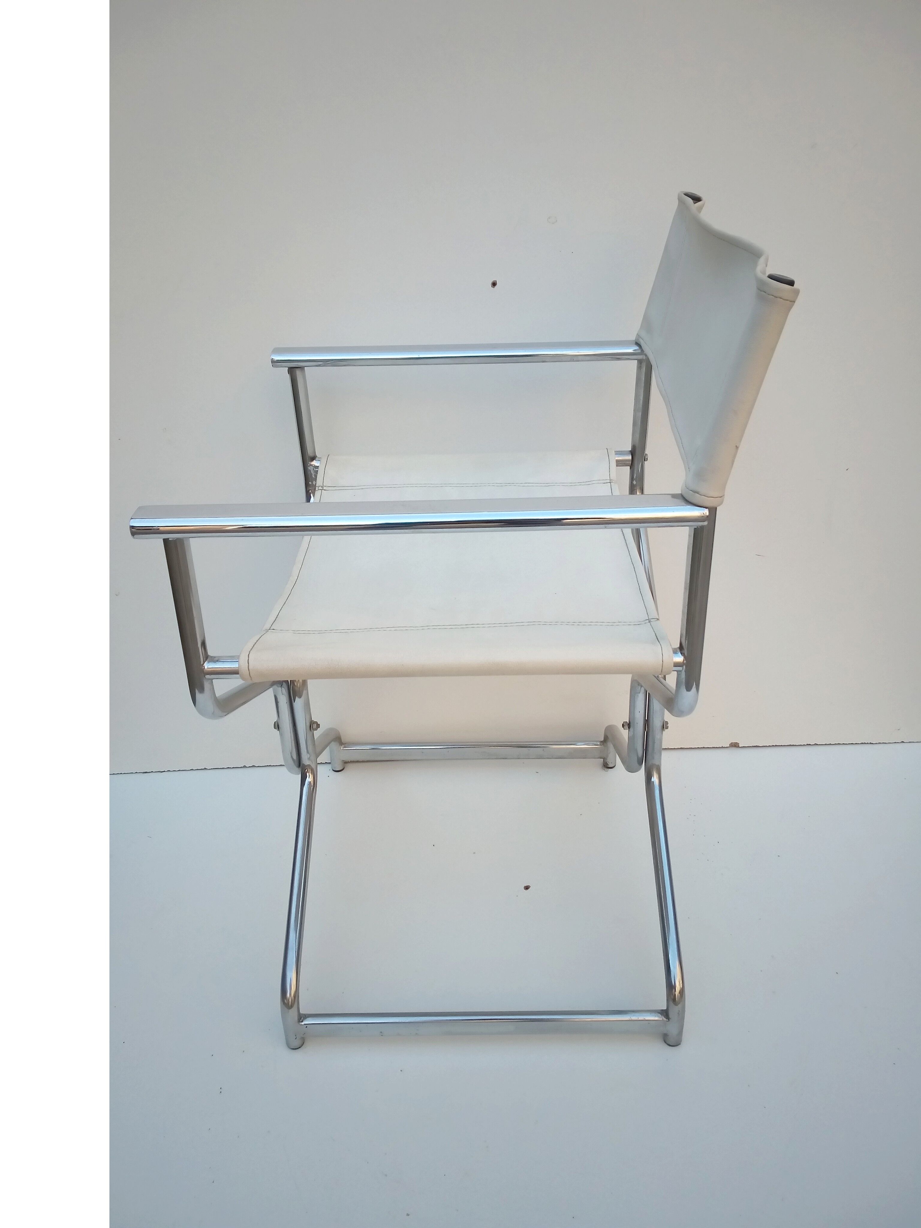 Vintage chair chair chrome director - white leather