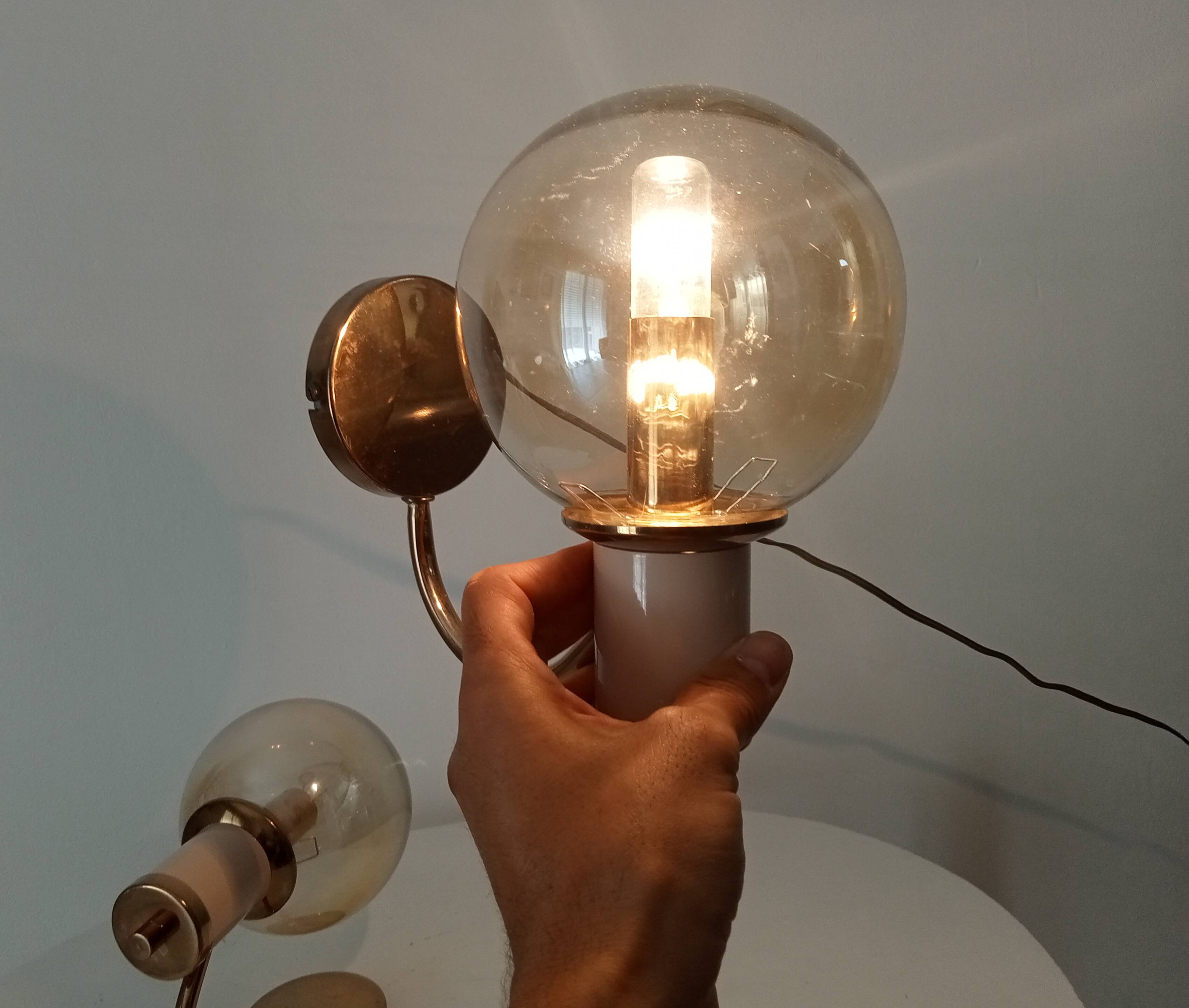 Pair of vintage Maison Delmas wall lights from the 70s
