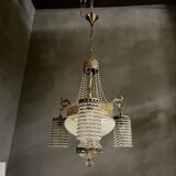 Antique italian liberty chandelier lamp, 1930s