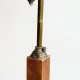 Tripod floor lamp in oak and brass, three lights