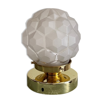 Lampe à poser globe verre dépoli faceté