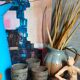 Trois tasses de potier en grès émaillé vintages