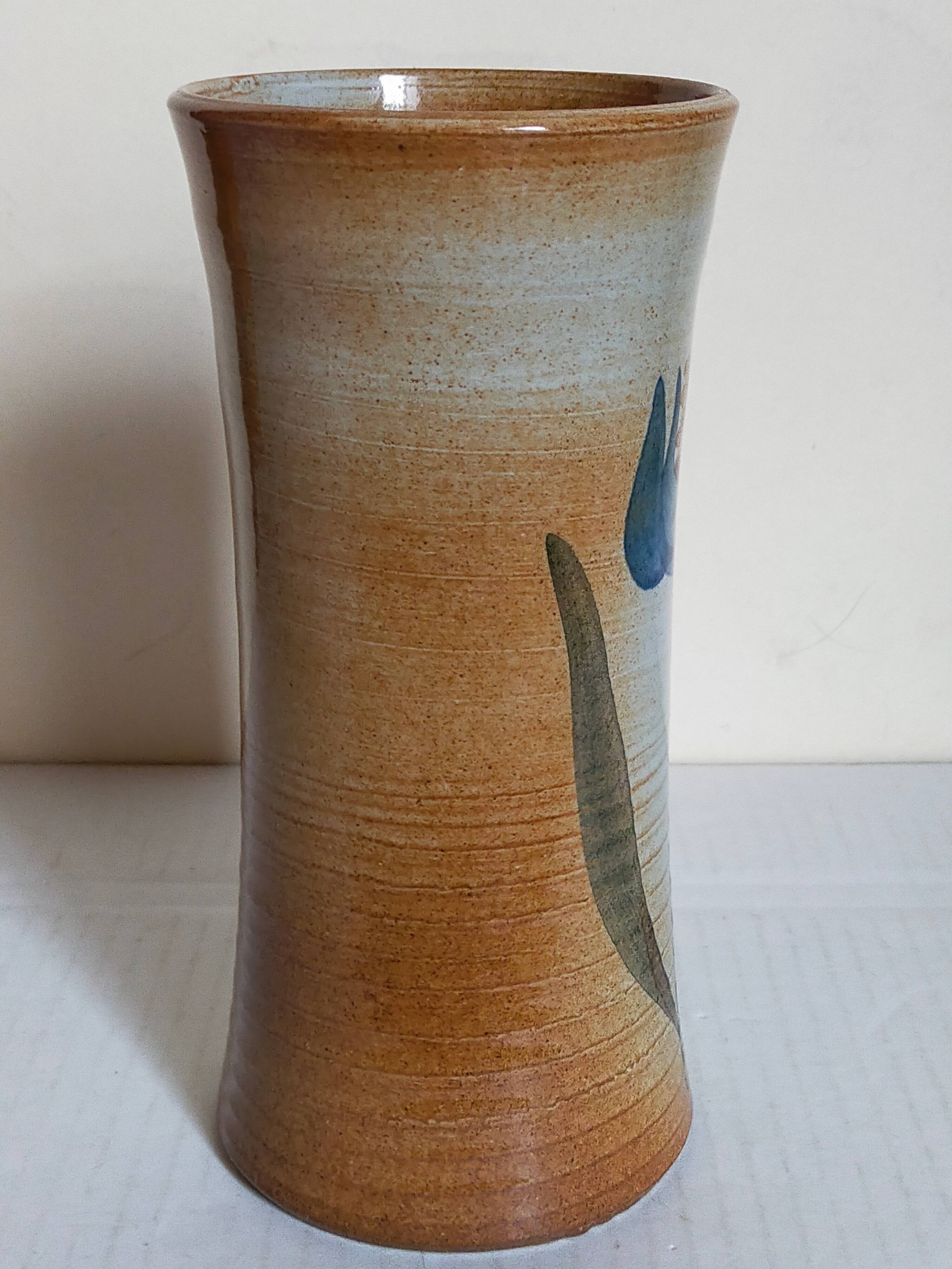 Vintage enameled stoneware potter's diabolo vase