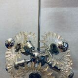 1970s german cosack sputnik dandelion hanging light chrome, glass