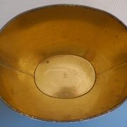 ancienne corbeille papier Massilly velours vintage waste paper basket