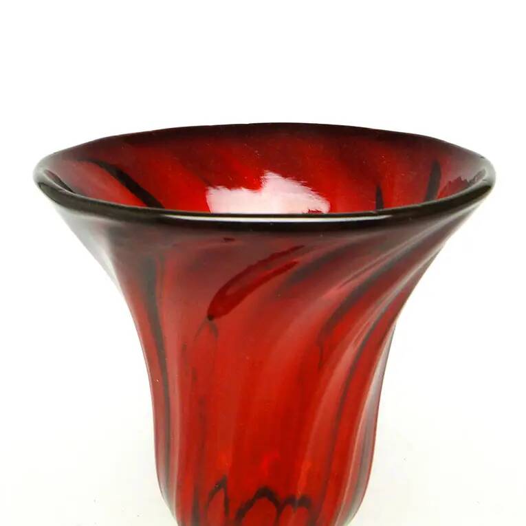 Vase, mid-century modern, red glass, designed by J. Słuczan-Orkusz, Poland, 1970s