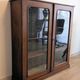 Victorian English mahogany display cabinet, elegant showcase furniture.
