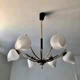Chandelier 6 tulips 1950 House Arlus