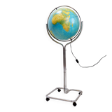 Illuminated geoscope globe on a chrome stand, Italy circa 1980