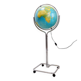 Illuminated geoscope globe on a chrome stand, Italy circa 1980