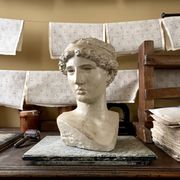 Concrete bust painted in beige - reproduction, detail of "The Dying Slave"