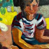 Painting of a child playing in summer, 20th century