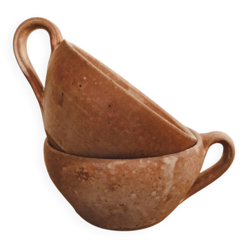 Pair of antique stoneware cups
