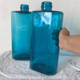 Turquoise glass bottles 36 cm, Fougère glassworks
