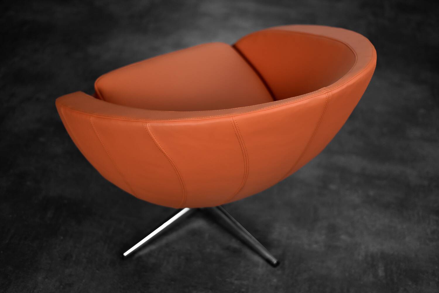 Vintage Mid-Century Scandinavian Modern Space Age Orange Swivel Armchair