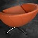 Vintage Mid-Century Scandinavian Modern Space Age Orange Swivel Armchair