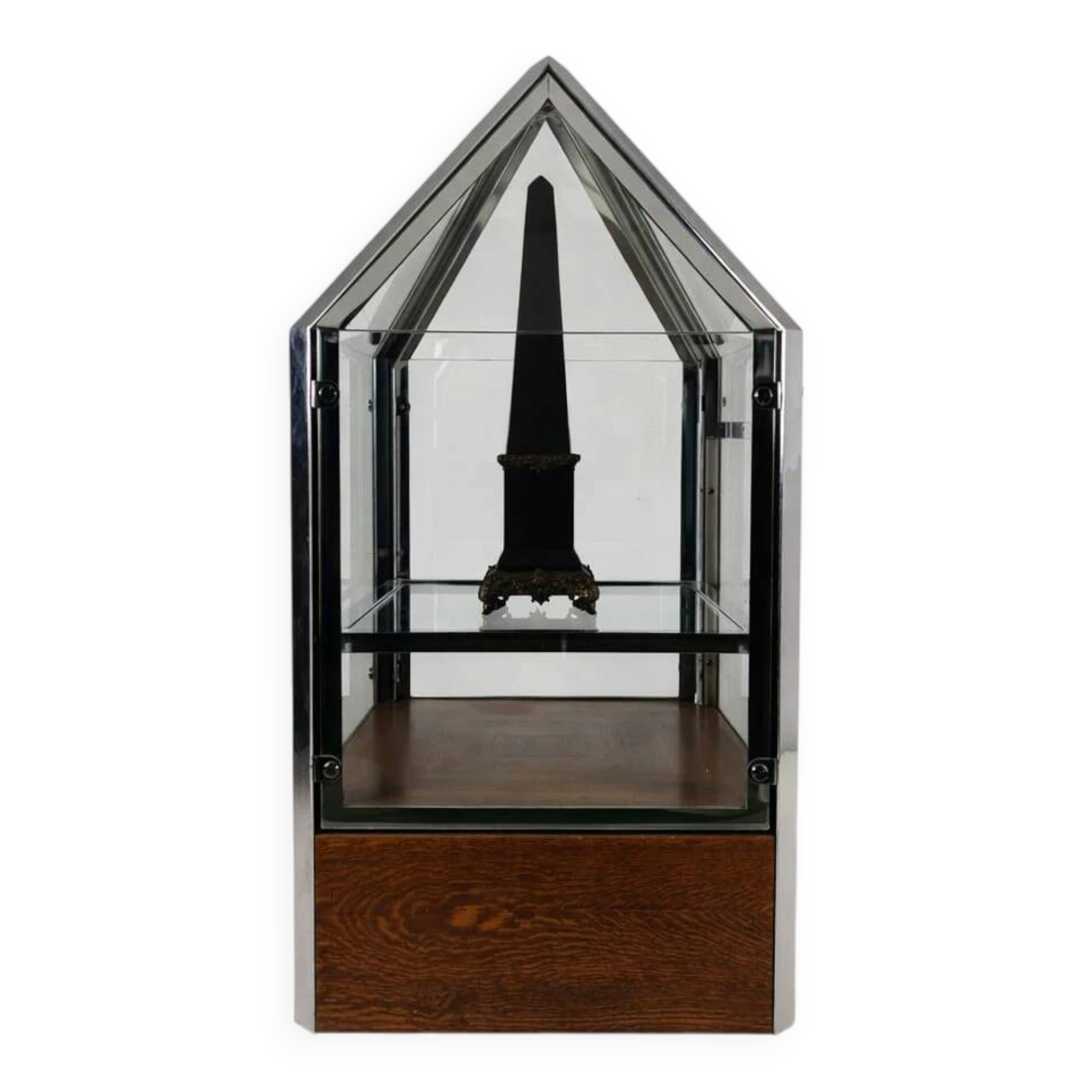 1980s Bijenkorf Arnhem display vitrine – architectural chrome showcase