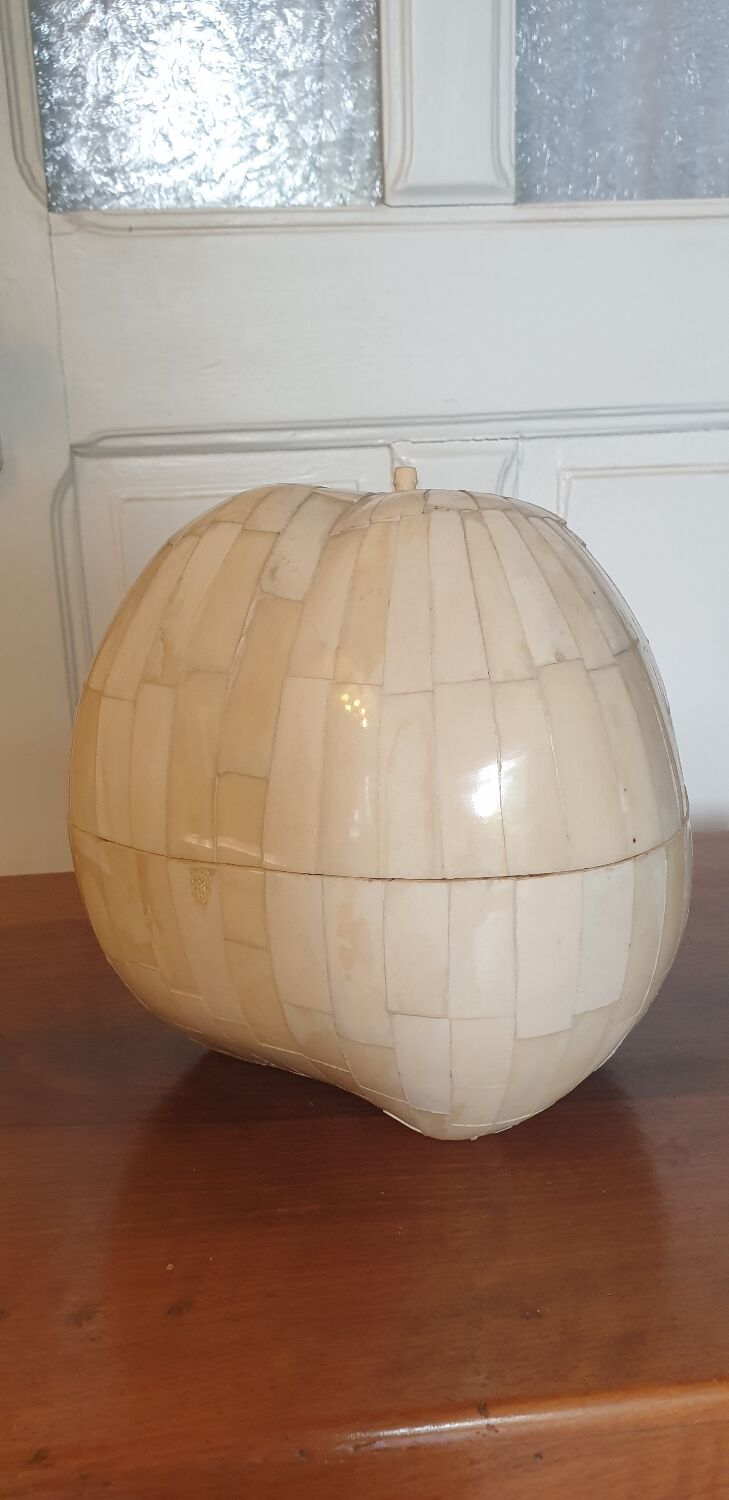 Coconut ice cube bucket, 50s marquetry