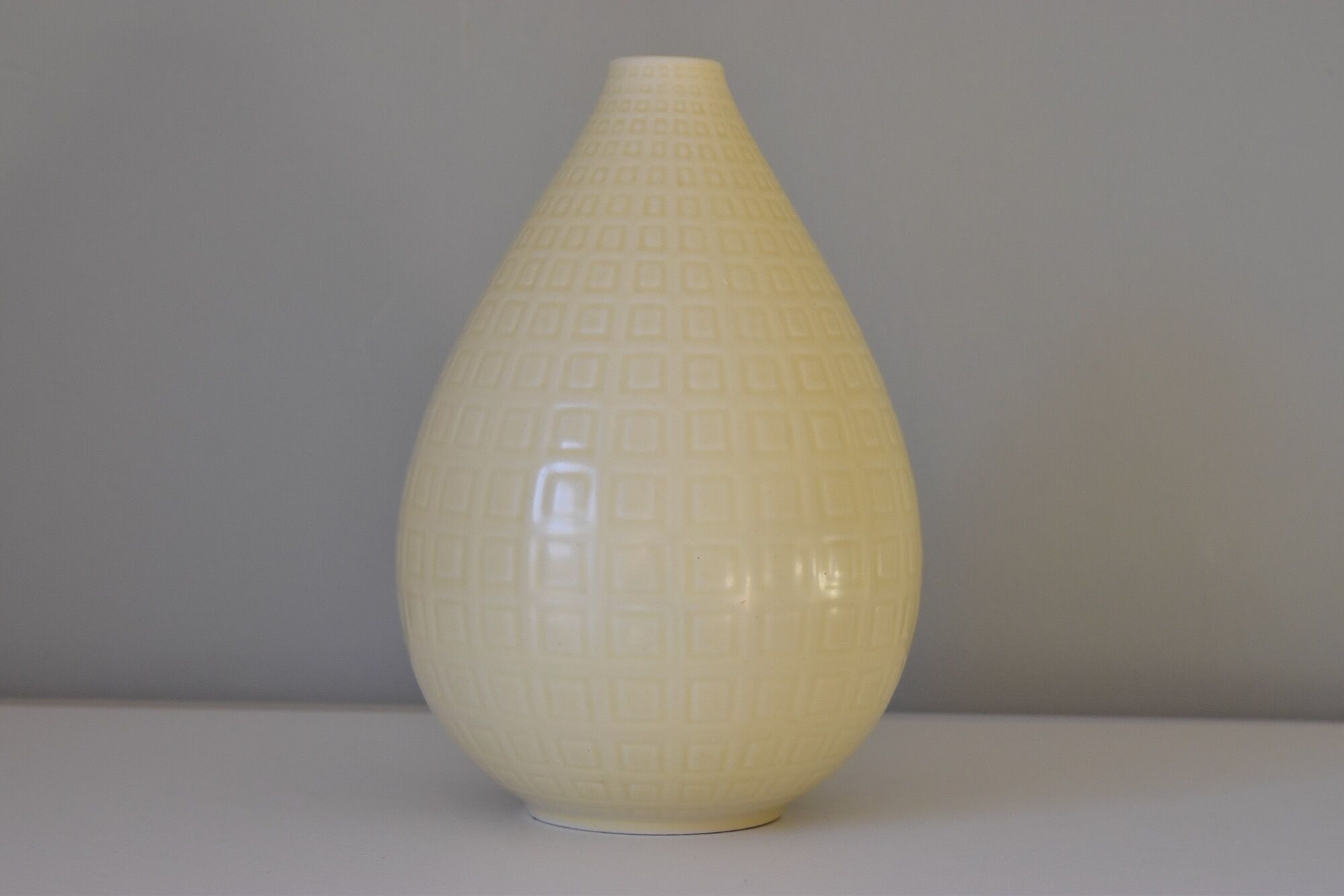 Set of two Nils Thorsson Yellow Faience Marselis Vase Aluminia Royal Copenhagen