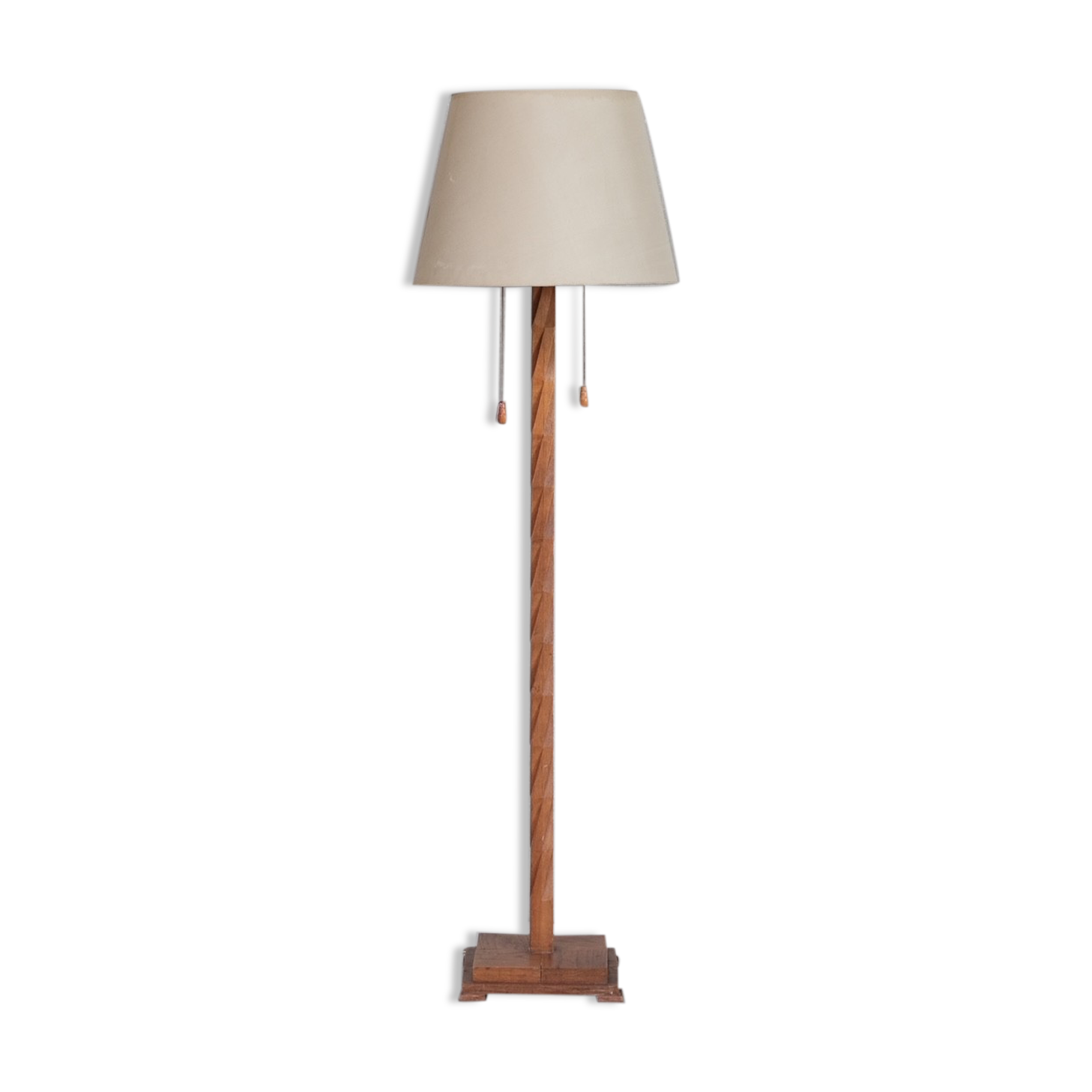 Turned Wooden Mid-Century French Floor Lamp