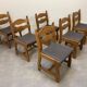 6 vintage solid wood brutalist chairs