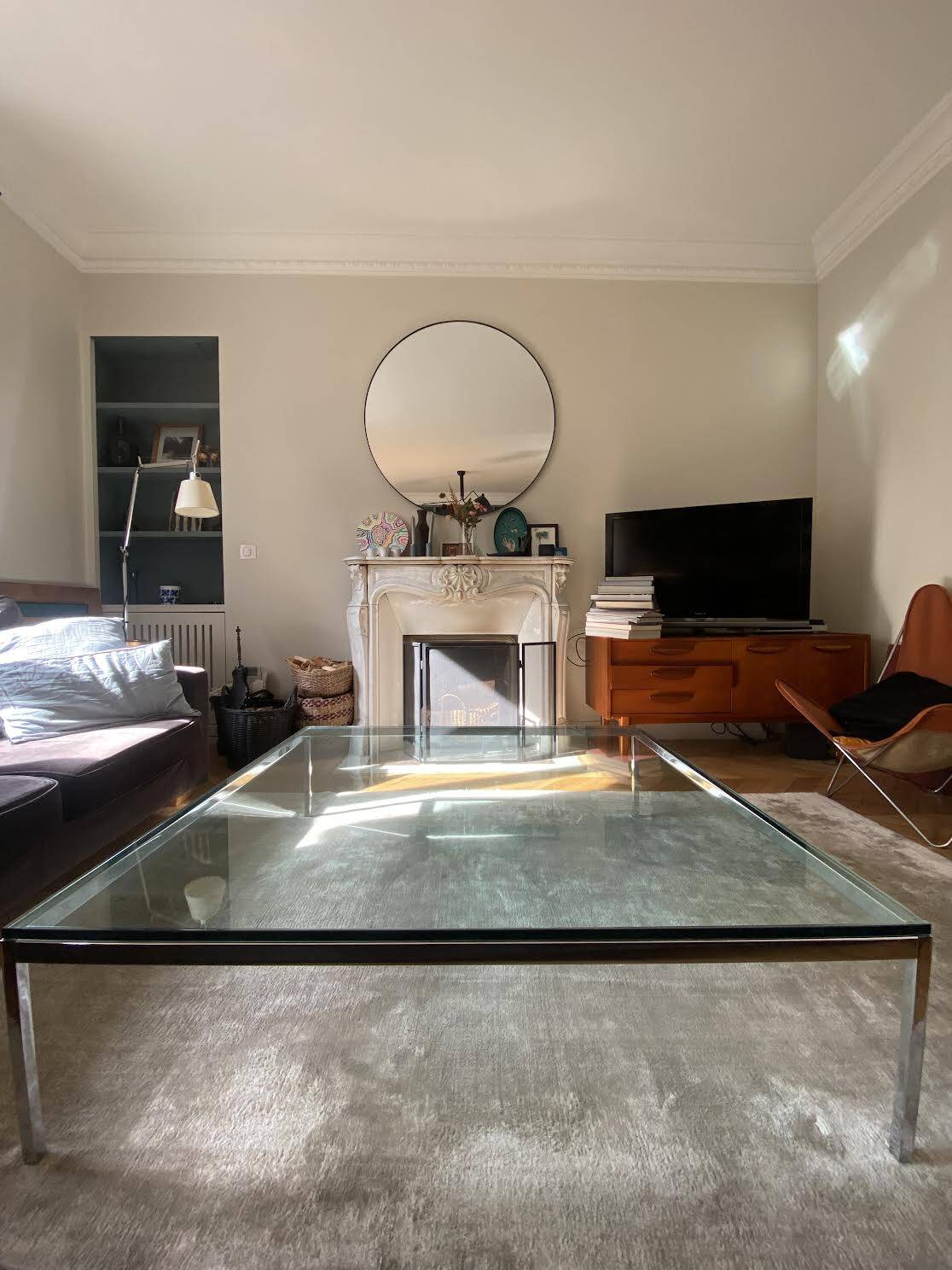 Florence glass coffee table by knoll 120x120