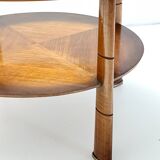 Round Solid Walnut and Crystal Coffee Table attr. to Paolo Buffa, Italy