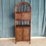 Library in Bamboo and Cane of Rattan Varnish Brown circa 1970 H 175 cm