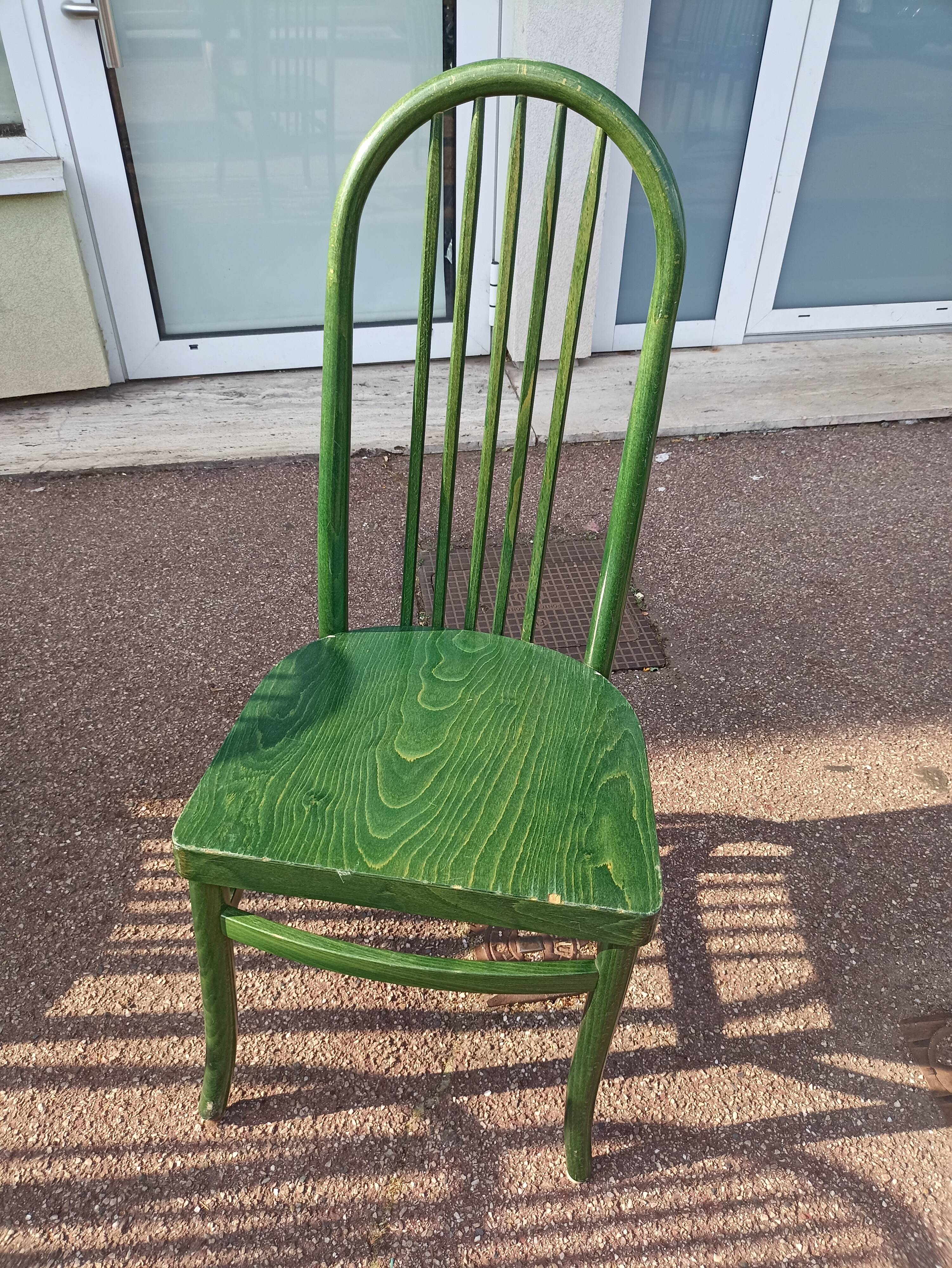 Lot de 6 chaises de bistrot baumann eden terrasse verte bois - vintage
