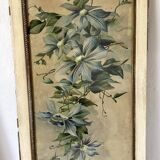 Triptych of old watercolors, flowers, 19th century