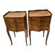 Pair of bedside tables/side tables in Louis XV style marquetry.