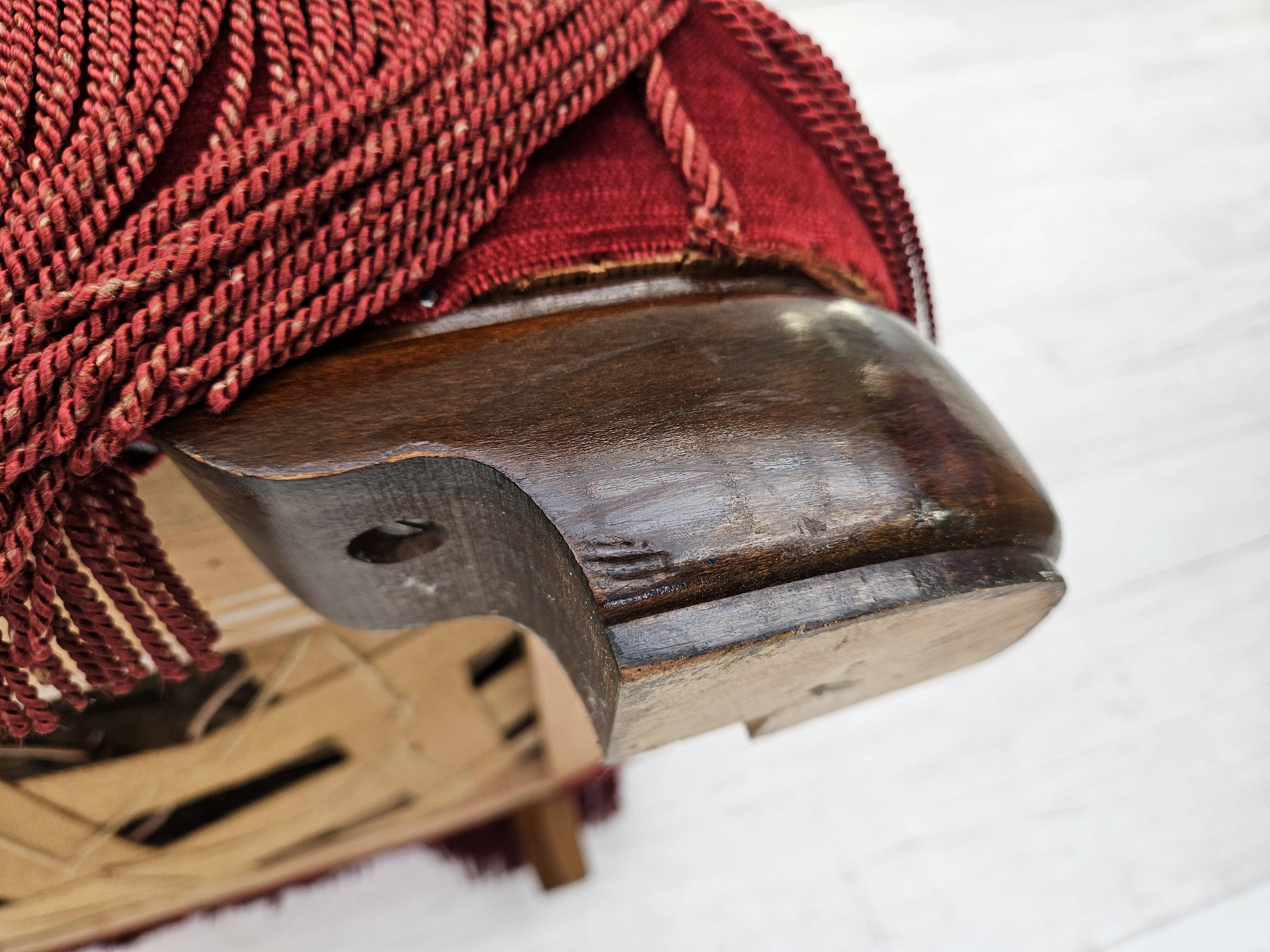 1960s, Danish relax armchair, original condition, red furniture velour.