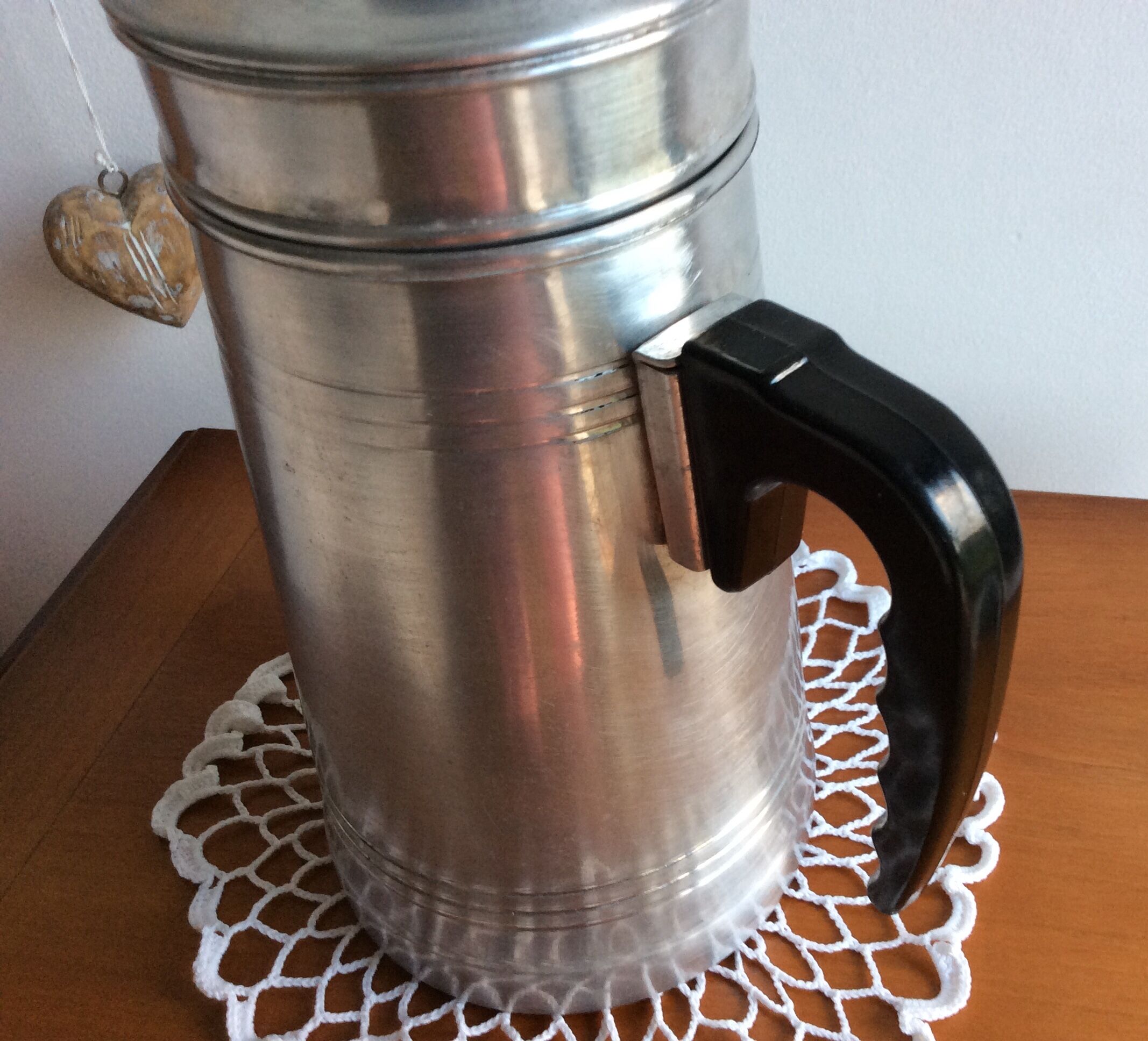 Old complete aluminum coffee maker le trèfle bakelite handle