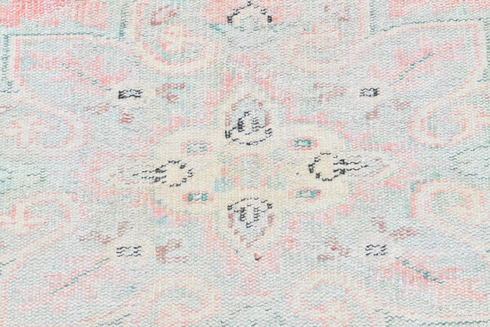 5x8 Turkish Vintage Oushak Rug, Coral Pink Area Rug For Bedroom, 147x241 Cm