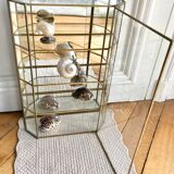 Wall showcase XXL brass glass and mirror 1960