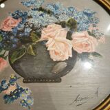 Pairs of flower frames on wood