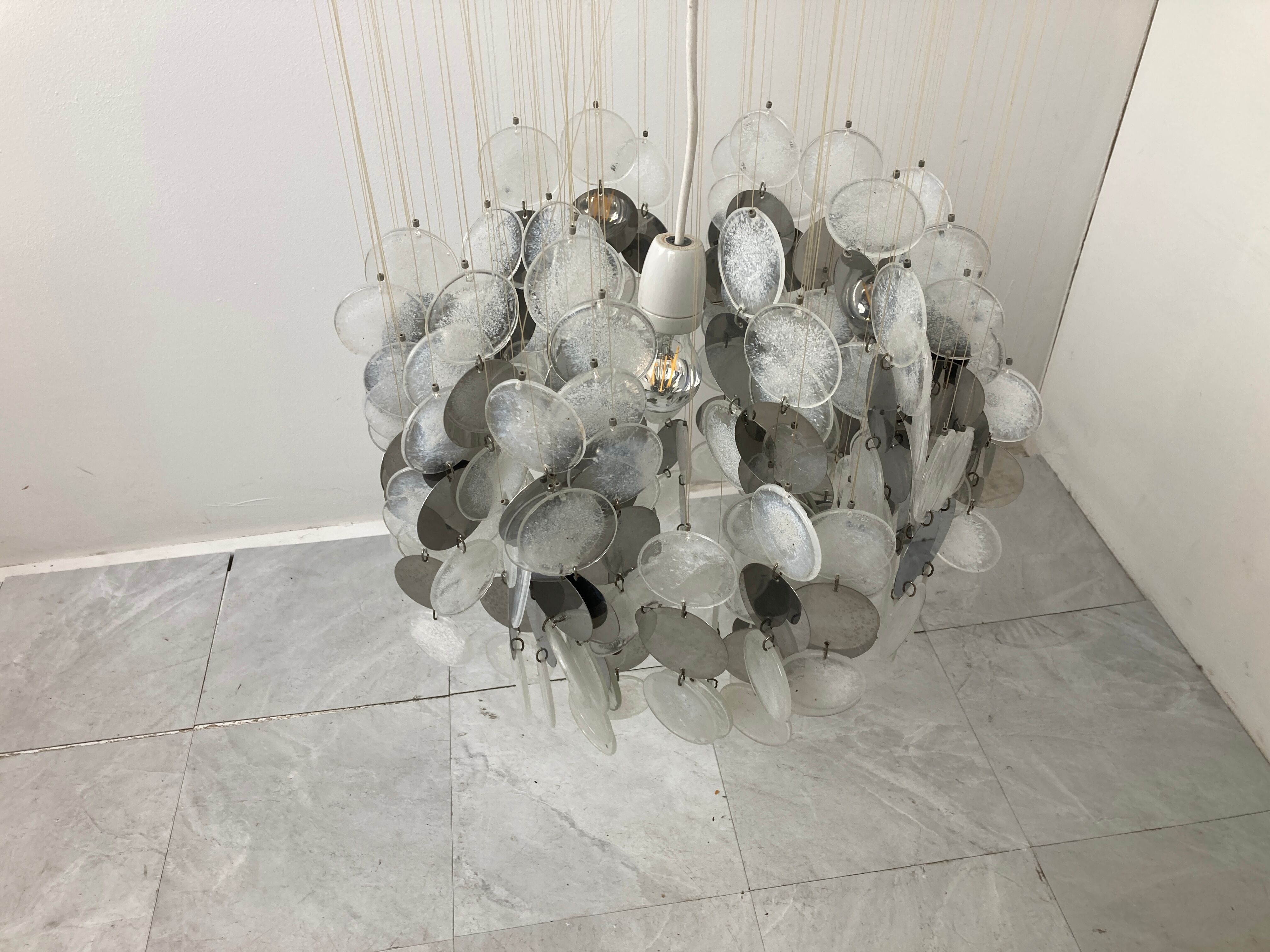 Mid century glass chandelier, 1970s