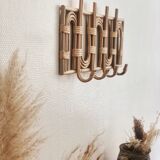 Patère coat holder in vintage can rattan canning bohemian rainbow