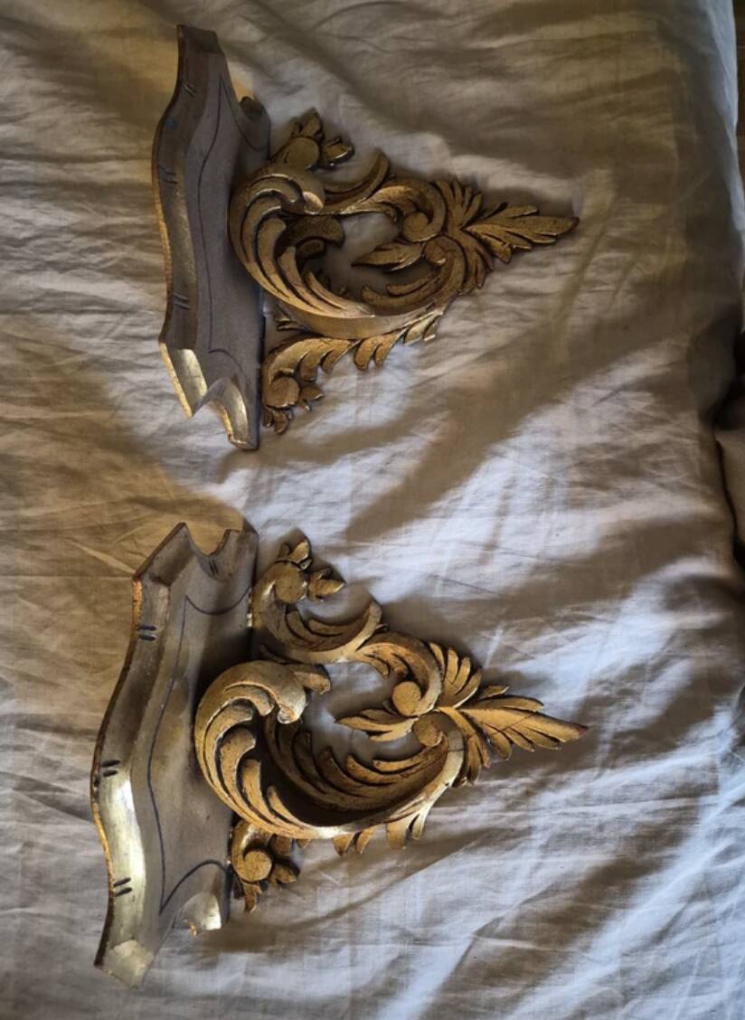 Pair of gilt wooden pedestals.